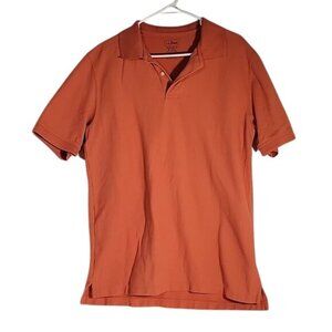 L.L. Bean Mens Orange Polo Shirt M Tall Traditional Fit 100% Cotton Short Sleeve